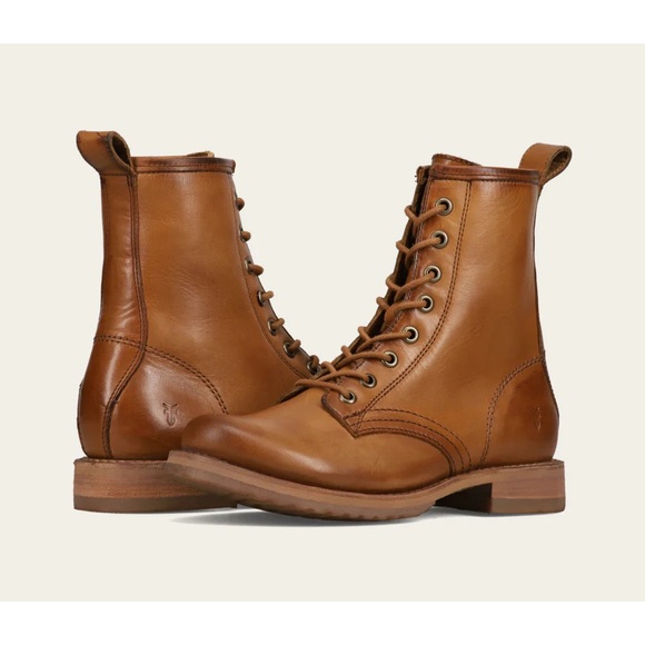 Frye Shoes - Frye Tan Caramel Leather Veronica Flex Combat Boots size 5.5